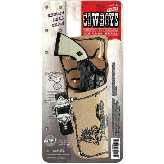 Black Pistol Single Holster Set Die Cast Metal Black 8.5" Long