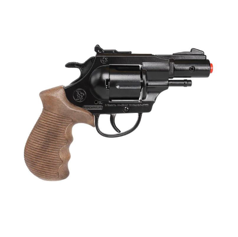 Gonher S&W style Police detective snub nose Magnum Style 12 Shot Cap Revolver - Black  Metal Diecast