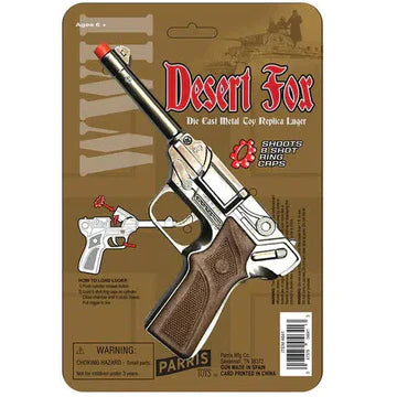 Desert fox die cast metal toy replica luger shoots 8 shot ring caps