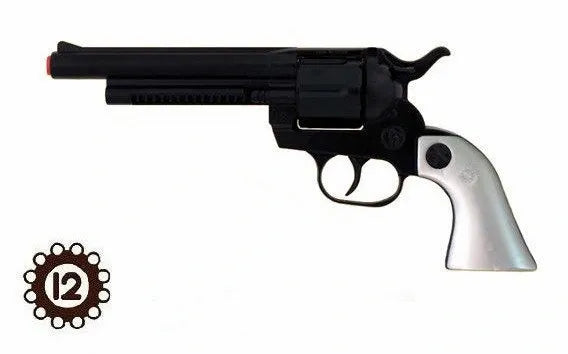 Gonher Cap Gun BLACK with White Grips 12-shot cap gun