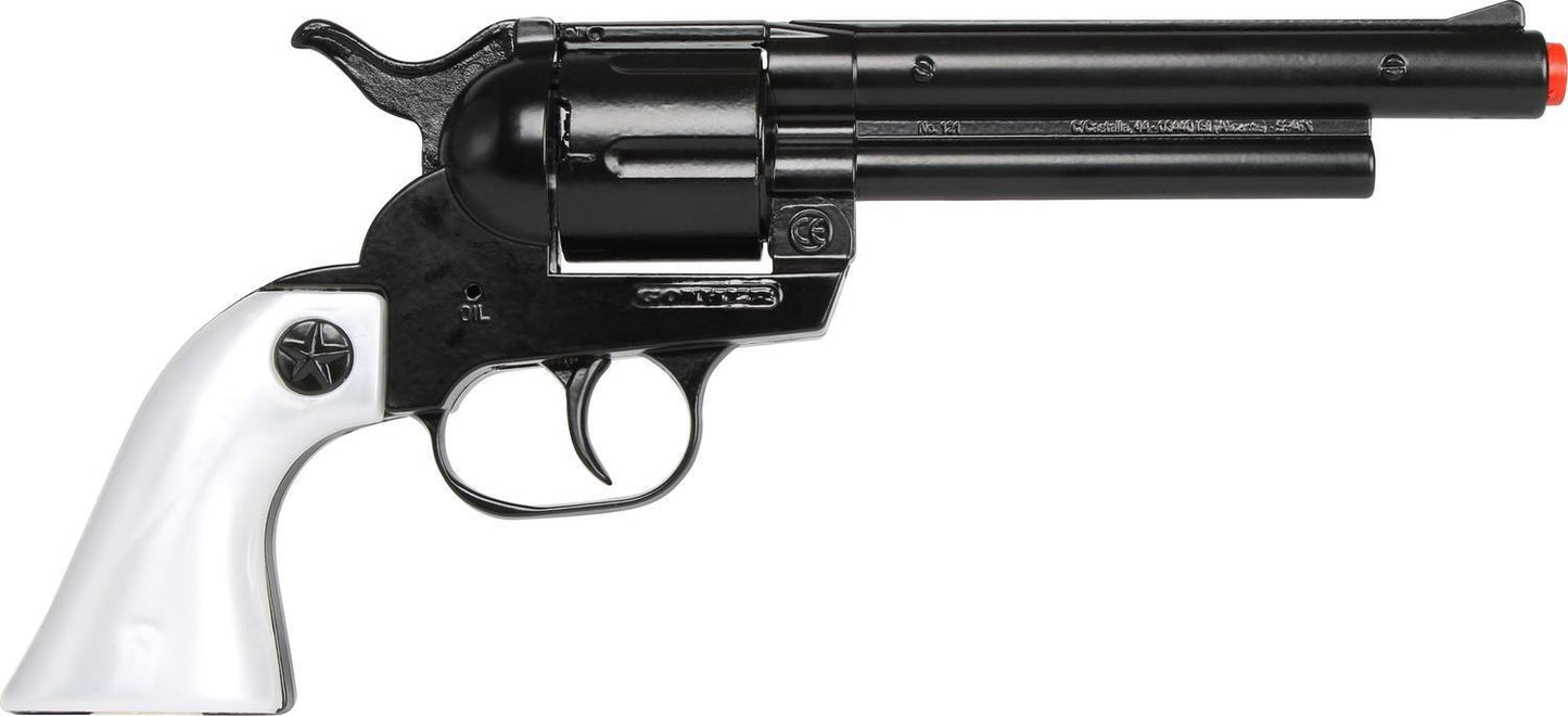 Gonher Cap Gun BLACK with White Grips 12-shot cap gun