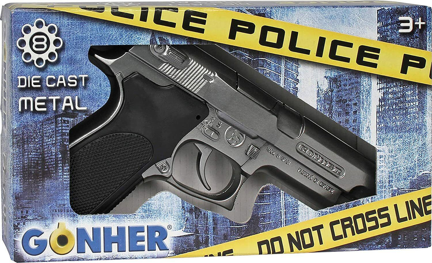 Gonher S&W Style Police 8 Shot Diecast Cap Gun - Silver