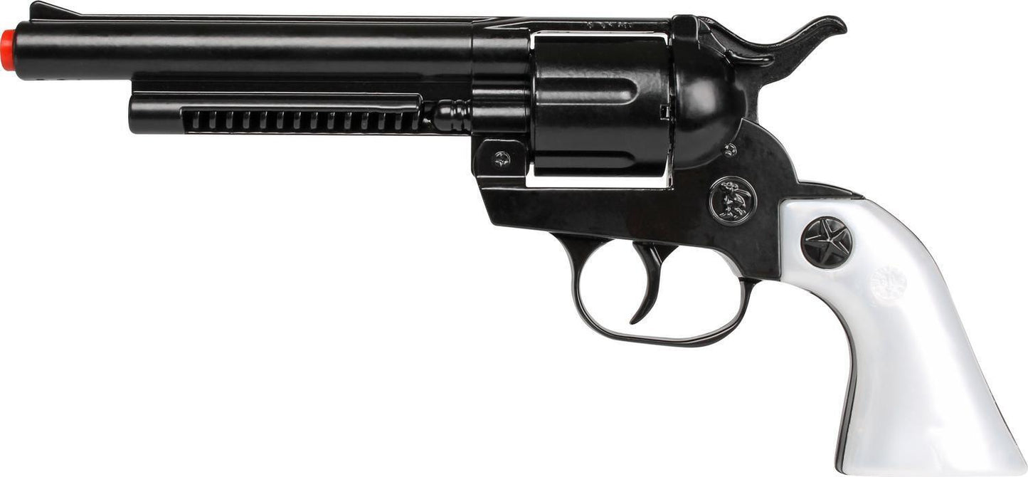 Gonher Cap Gun BLACK with White Grips 12-shot cap gun